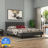 Taskwood Furniture Fabric Queen Size Bed Without Storage For Bed Room, Hotel. Engineered Wood Queen Bed (Finish Color - Black Finish, Delivery Condition - Optional Installation Available)