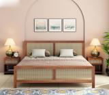 Douceur Furnitures Solid Sheesham Wood Jali King Size Bed With Headboard For Bedroom Living Room Solid Wood King Bed (Finish Color - Honey Teak Finish, Delivery Condition - DIY(Do-It-Yourself))