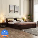 Wooden Street Warren Sheesham Wood Bed/Cot/Palaung For Bedroom/Home Solid Wood King Drawer Bed (Finish Color - Walnut Finish, Delivery Condition - Knock Down)