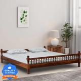 Flipkart Perfect Homes Solid Wood King Bed (Finish Color - Honey Teak, Delivery Condition - DIY(Do-It-Yourself))