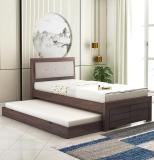 Ganpati Arts Euro Single Size Trundle Bed with 1 Extra Pullout Bed for Bedroom Solid Wood Single Drawer Bed (Finish Color - EURO-TRNDL-Walnut, Delivery Condition - DIY(Do-It-Yourself))