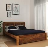 WoodMart Solid Wood Queen Bed (Finish Color - Brown, Delivery Condition - DIY(Do-It-Yourself))