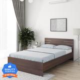 A GLOBIA CREATIONS Asher Engineered Wood Double Bed (Finish Color - Choco Walnut, Delivery Condition - Knock Down)
