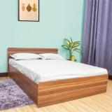 NEUDOT Evita Engineered Wood Queen Bed (Finish Color - TEAK, Delivery Condition - Knock Down)