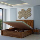 Ganpati Arts Sheesham Wood Queen Size Bed for Bedroom/Home/Hotel/Living Room (With Storage) Solid Wood Queen Hydraulic Bed (Finish Color - Natural, Delivery Condition - DIY(Do-It-Yourself))