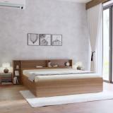 NEUDOT Yovalty Headboard storage Engineered Wood Queen Box Bed (Finish Color - Leon Teak, Delivery Condition - Knock Down)