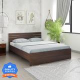 A GLOBIA CREATIONS Asher Engineered Wood Queen Bed (Finish Color - Choco Walnut, Delivery Condition - Knock Down)