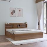 NEUDOT TATUM Queen Engineered Wood Queen Box Bed (Finish Color - TEAK, Delivery Condition - Knock Down)