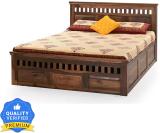 RoyalOak Solid Wood King Hydraulic Bed (Finish Color - Brown, Delivery Condition - Knock Down)