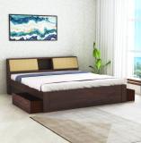 Ganpati Arts Sheesham Mayor King Size Bed for Bedroom/Home/Hotel/LivingRoom 2 Drawer Storage Solid Wood King Drawer Bed (Finish Color - Walnut_2D, Delivery Condition - DIY(Do-It-Yourself))