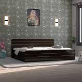 NEUDOT Valancia Queen Engineered Wood Queen Box Bed (Finish Color - WENGE, Delivery Condition - Knock Down)