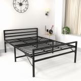 HoneyTouch Folding Double bed | 2 Years Warranty | Size: 4ft x 6.25ft | Metal Double Bed (Finish Color - Black, Delivery Condition - Pre-assembled)