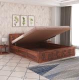 GOYALINTERIOR Solid Sheesham Wood King Size Bed For/Bedroom/Home/Hotel Solid Wood King Hydraulic Bed (Finish Color - Natural Finish, Delivery Condition - DIY(Do-It-Yourself))