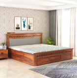 GOYALINTERIOR Sheesham Wood Bed/Box Bed/Cot With Storage For Bedroom/Home/Hotel Solid Wood King Box Bed (Finish Color - Honey-Grey, Delivery Condition - DIY(Do-It-Yourself))