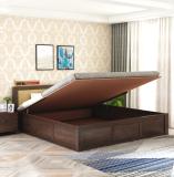 GOYALINTERIOR Sheesham Wood Bed/Cot/Palang With Hydraulic Storage For Livingroom/Bedroom/Hotel Solid Wood King Hydraulic Bed (Finish Color - Walnut, Delivery Condition - Knock Down)