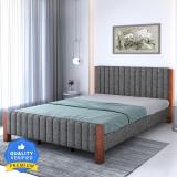 Flipkart Perfect Homes Athos Solid Wood King Bed (Finish Color - Dark Walnut & Grey, Delivery Condition - Knock Down)