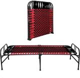 Southwhales Foldable Bed Portable Single Folding Bed Niwar Charpai Khatiya Bed for Sleeping Metal Single Bed (Finish Color - Orangeblack, Delivery Condition - Pre-assembled)