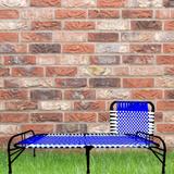 zybil Folding Bed Foldable Cot Single Home Camp Portable Metal Single Bed Metal Single Box Bed (Finish Color - blue and white, Delivery Condition - Pre-assembled)