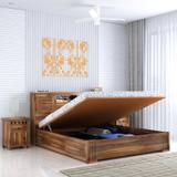 Ganpati Arts Sheesham Wood Maharaja Groove Bed/Wooden Cot/Palaung For Bedroom/Home/Hotel Solid Wood Queen Hydraulic Bed (Finish Color - Maharaja-Groove-Teak-HYD, Delivery Condition - DIY(Do-It-Yourself))