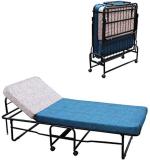 Spacecrafts Folding/Foldable Metal Single Bed (Finish Color - Blue & Ivory,  (Mattress Included), Delivery Condition - Pre-assembled)