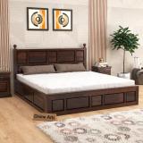 Divine Arts Sheesham Wood King Size Double Bed with Storage Box for Living Room Solid Wood King Box Bed (Finish Color - Walnut, Delivery Condition - Optional Installation Available)