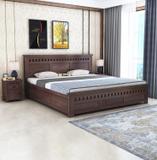 Ganpati Arts Sheesham Wood Armania Queen Size Bed with Hydraulic Storage for Bedroom Solid Wood Queen Hydraulic Bed (Finish Color - Walnut-HYD, Delivery Condition - DIY(Do-It-Yourself))