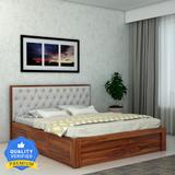 Ganpati Arts Sheesham Wood Decan Queen Size Bed with Box Storage For Livingroom/Bedroom/Home Solid Wood Queen Box Bed (Finish Color - Natural, Delivery Condition - DIY(Do-It-Yourself))