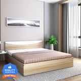 Flipkart Perfect Homes Carol Engineered Wood Queen Bed (Finish Color - Vogue French Oak & White, Delivery Condition - Knock Down)