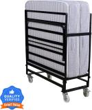 SPRINGTEK Folding Rollaway with 6 inches Mattress Metal Single Bed (Finish Color - Black,  (Mattress Included), Delivery Condition - Pre-assembled)