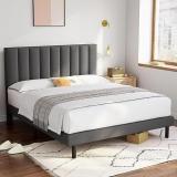 Flipkart Perfect Homes Fabric Upholstered Queen Size Bed with Headboard for Bedroom/Kids Room/Hotel Engineered Wood Queen Bed (Finish Color - Dark Grey, Delivery Condition - DIY(Do-It-Yourself))