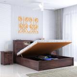 Ganpati Arts Sheesham Wood Maharaja Groove Queen Bed/Wooden Cot/Palung For Bedroom/Home/Hotel Solid Wood Queen Hydraulic Bed (Finish Color - Maharaja-Groove-Walnut-HYD, Delivery Condition - DIY(Do-It-Yourself))