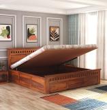 KART HANDICRAFTS Sheesham Wood King Size Hydraulic Bed with Storage for Bedroom/Home/Hotel Solid Wood King Hydraulic Bed (Finish Color - Honey_Hyd, Delivery Condition - DIY(Do-It-Yourself))