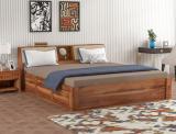 Taskwood Furniture Solid Sheesham Wood King Size Bed For Bed Room / Hotel. Solid Wood King Box Bed (Finish Color - Natural Finish, Delivery Condition - Optional Installation Available)