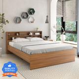 A GLOBIA CREATIONS Knox Engineered Wood Queen Bed (Finish Color - Exotic Teak, Delivery Condition - Knock Down)