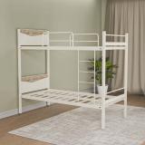 @Home by nilkamal Urbenia Bunk Bed Without Storage for Kid's Room, Dormitory with Powder-Coated Metal Single Bed (Finish Color - White, Delivery Condition - Knock Down)