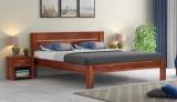 WoodMart Furniture Solid Wood Queen Bed (Finish Color - Honey, Delivery Condition - Optional Installation Available)