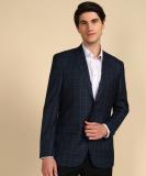 Raymond Checkered Single Breasted Formal Men Blazer (Dark Blue)