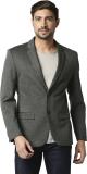 BASICS Self Design Single Breasted Casual Men Blazer (Grey)