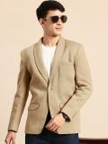 Mast & Harbour Solid Single Breasted Formal Men Blazer (Beige)