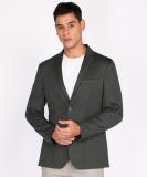 PARK AVENUE Solid Single Breasted Formal Men Blazer (Grey)