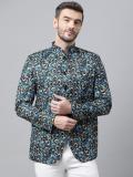 Hangup Printed Single Breasted Casual Men Blazer (Multicolor)