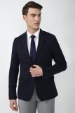 VAN HEUSEN Solid Single Breasted Formal Men Blazer (Dark Blue)