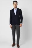 VAN HEUSEN Self Design Single Breasted Formal Men Blazer (Dark Blue)