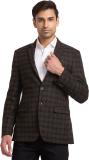 PARK AVENUE Checkered Single Breasted Formal Men Blazer (Brown)