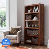 Flipkart Perfect Homes Rosewood ( Sheesham ) 2 Drawer Solid Wood Semi-Open Book Shelf (Finish Color - Honey Finish, Pre-assembled)