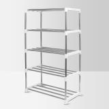 LivingBasics 5 Layer Multipurpose Storage Steel Rack for Home, Office, Kitchen / Metal Open Book Shelf (Finish Color - Snow White, DIY(Do-It-Yourself))