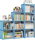 Seshekhu Plastic Metal 9 Shelf Book Organizer Plastic Open Book Shelf (Finish Color - Blue, DIY(Do-It-Yourself))