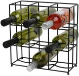 Acrylic Design Art Iron Wine Rack (Black, 9 Bottles)