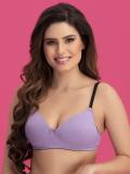 Clovia Cotton Rich Padded Non-Wired Push-Up Multiway T-Shirt Bra Women T-Shirt Lightly Padded Bra (Purple)