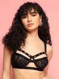 Da Intimo Rivet Design Women Bralette Non Padded Bra (Black)